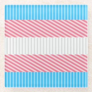 Posavasos De Vidrio Bandera del Orgullo Transgénero de Funky Boho Stri