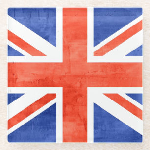 Posavasos De Vidrio Bandera del Reino Unido Grunge