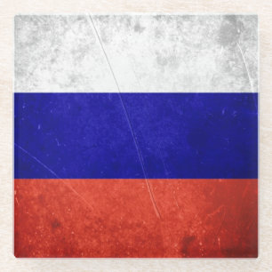 Posavasos De Vidrio Bandera del ruso del Grunge