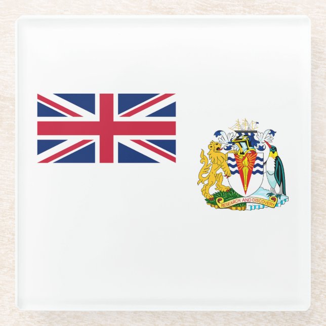 Posavasos De Vidrio Bandera del Territorio Antártico Británico (Anverso)