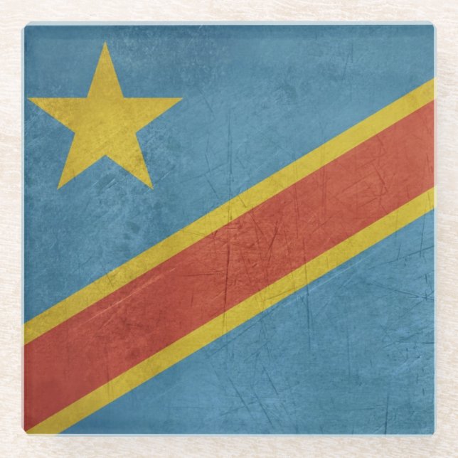 Posavasos De Vidrio Bandera Democratic del República del Congo (Anverso)