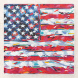 Posavasos De Vidrio Bandera estadounidense<br><div class="desc">Bandera estadounidense. Artista: Carolee Vitaletti. ID de la imagen: 156057GG.</div>