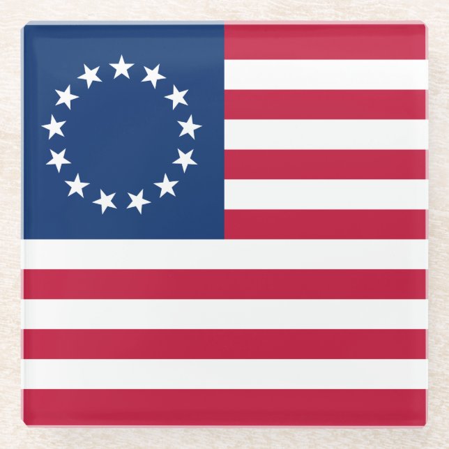 Posavasos De Vidrio Bandera estadounidense de Betsy Ross (Anverso)
