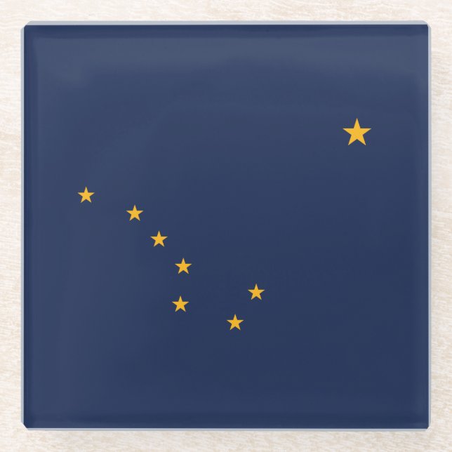 Posavasos De Vidrio Bandera estatal de Alaska (Anverso)