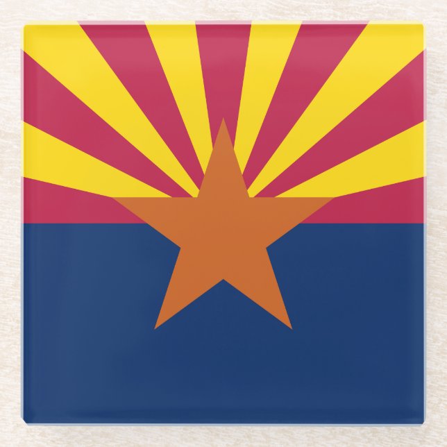 Posavasos De Vidrio Bandera Estatal de Arizona (Anverso)