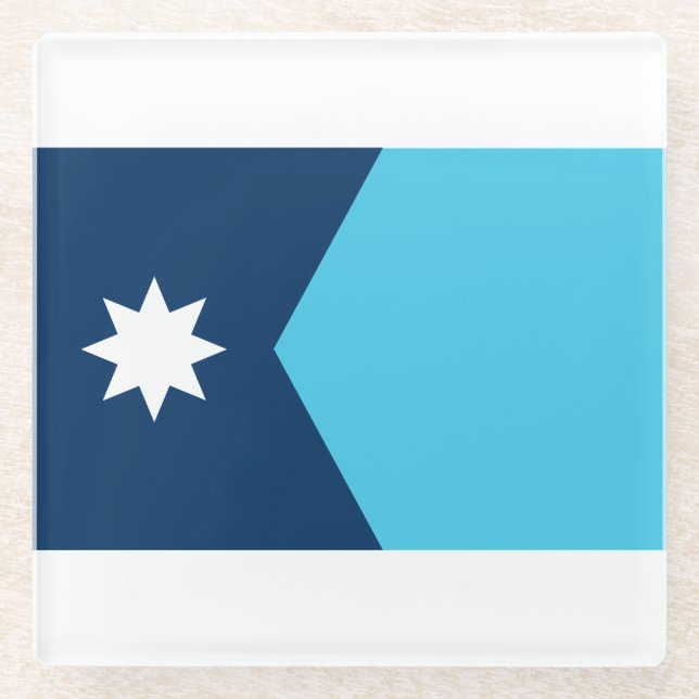 Posavasos De Vidrio Bandera estatal de Minnesota (Anverso)