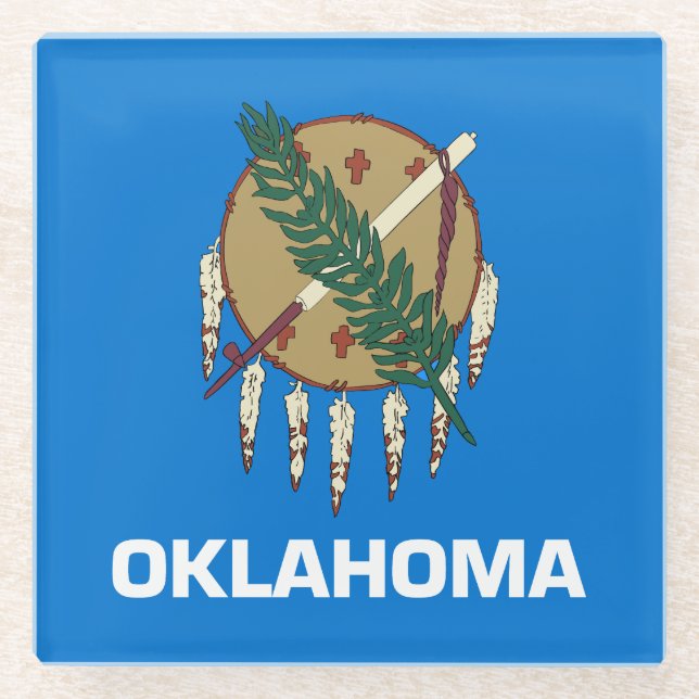 Posavasos De Vidrio Bandera estatal de Oklahoma (Anverso)