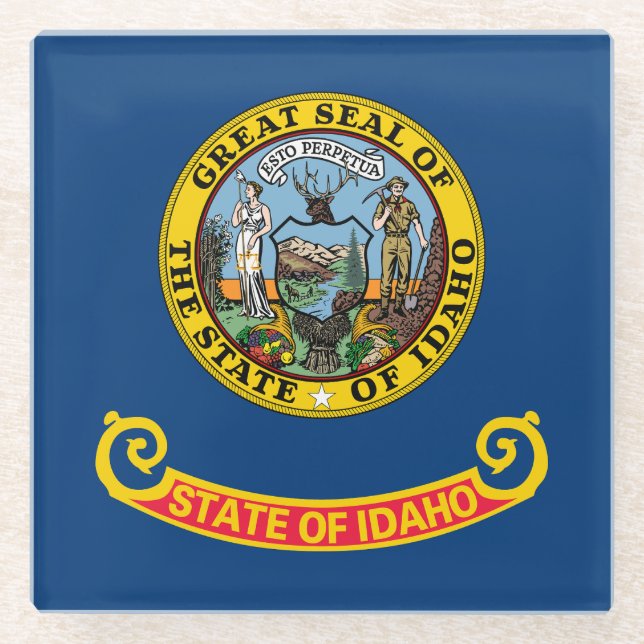 Posavasos De Vidrio Bandera Estatal Idaho (Anverso)