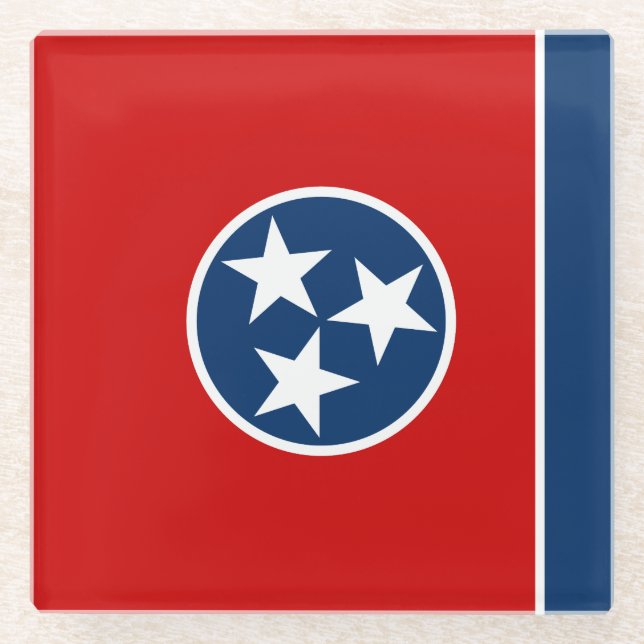Posavasos De Vidrio Bandera Estatal Tennessee (Anverso)