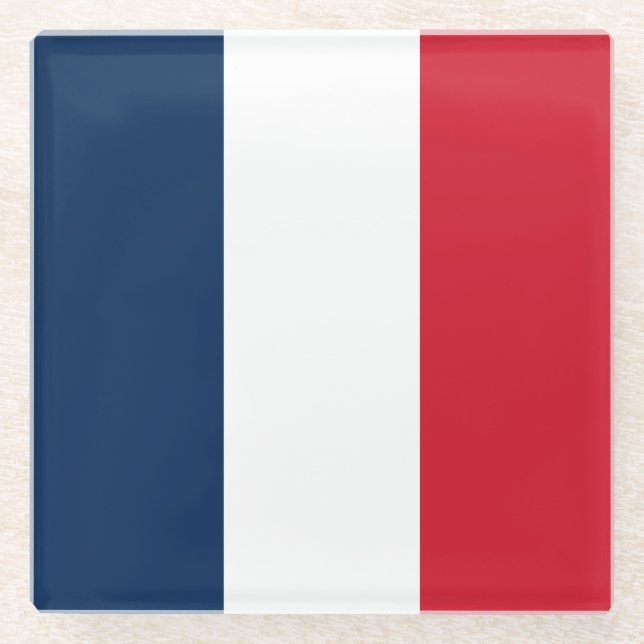 Posavasos De Vidrio Bandera francesa (Anverso)