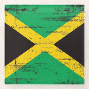 Posavasos De Vidrio Bandera jamaicana del Grunge
