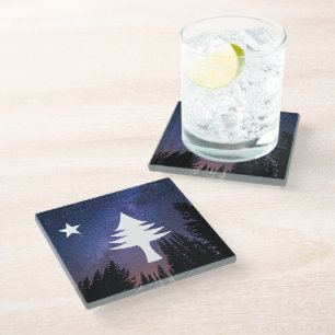 Posavasos De Vidrio Bandera Maine 1901 - Edición Noche Starry