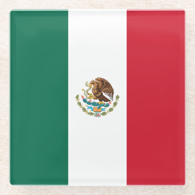 Posavasos De Vidrio Bandera Mexicana (Anverso)