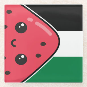 Posavasos De Vidrio Bandera palestina linda con Palestina sin sandía