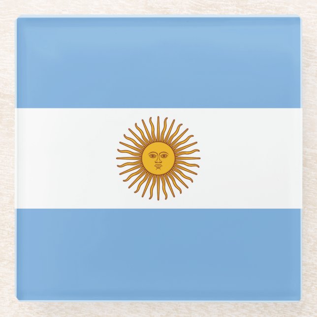 Posavasos De Vidrio Bandera Patriótica Argentina (Anverso)