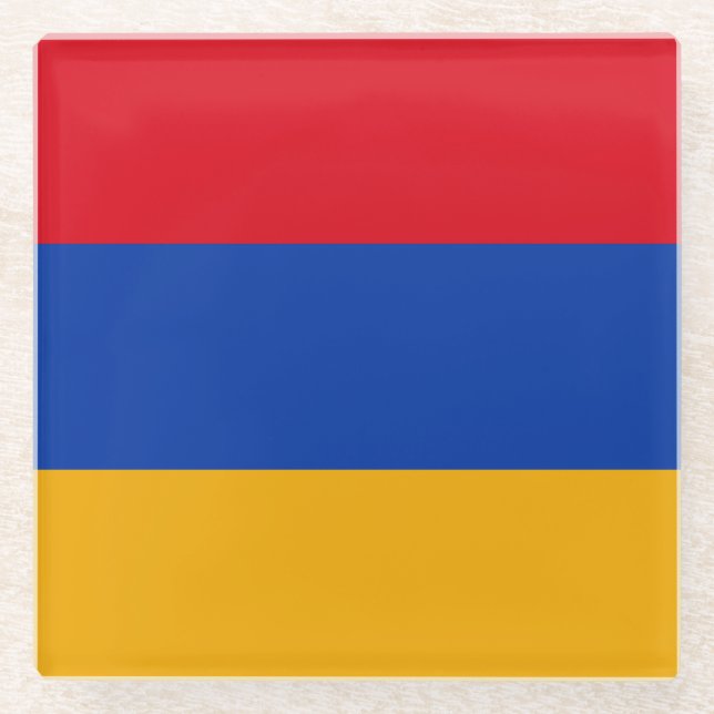 Posavasos De Vidrio Bandera patriótica armenia (Anverso)