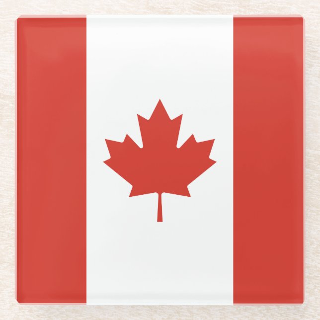 Posavasos De Vidrio Bandera Patriótica Canadiense (Anverso)