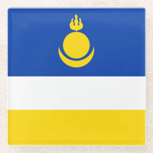 Posavasos De Vidrio Bandera patriótica de Buriatia