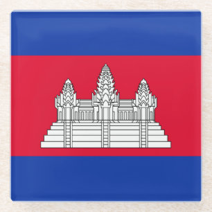 Posavasos De Vidrio Bandera patriótica de Camboya