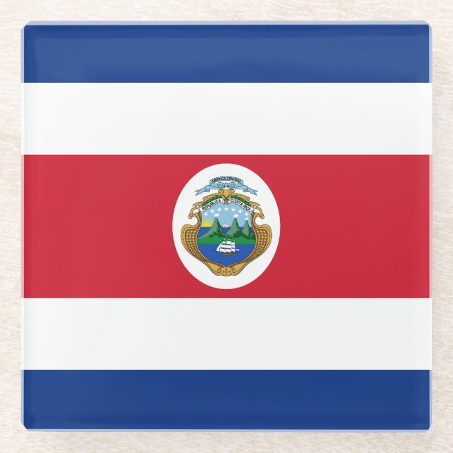 Posavasos De Vidrio Bandera Patriótica de Costa Rica (Anverso)