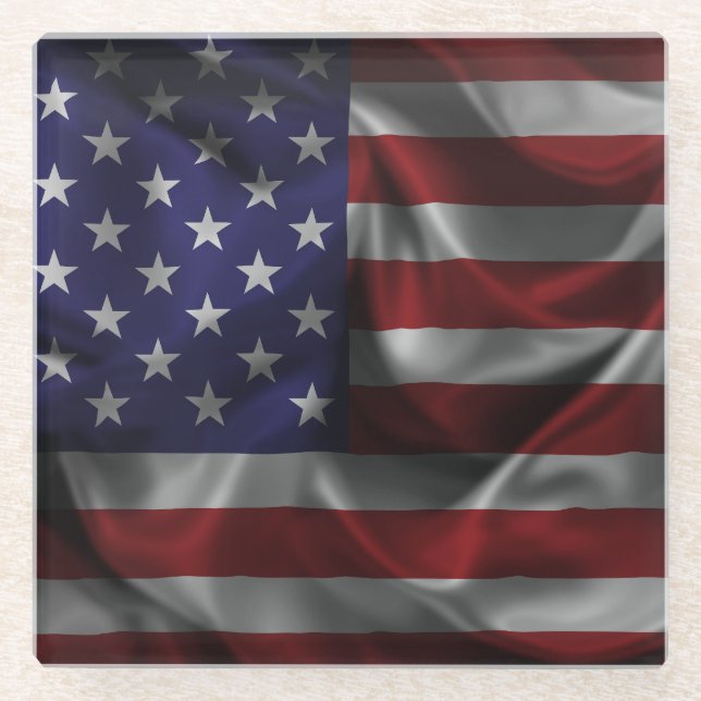 Posavasos De Vidrio Bandera Patriótica De Estados Unidos De América (Anverso)