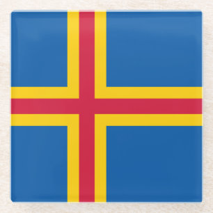 Posavasos De Vidrio Bandera patriótica de las Islas Åland