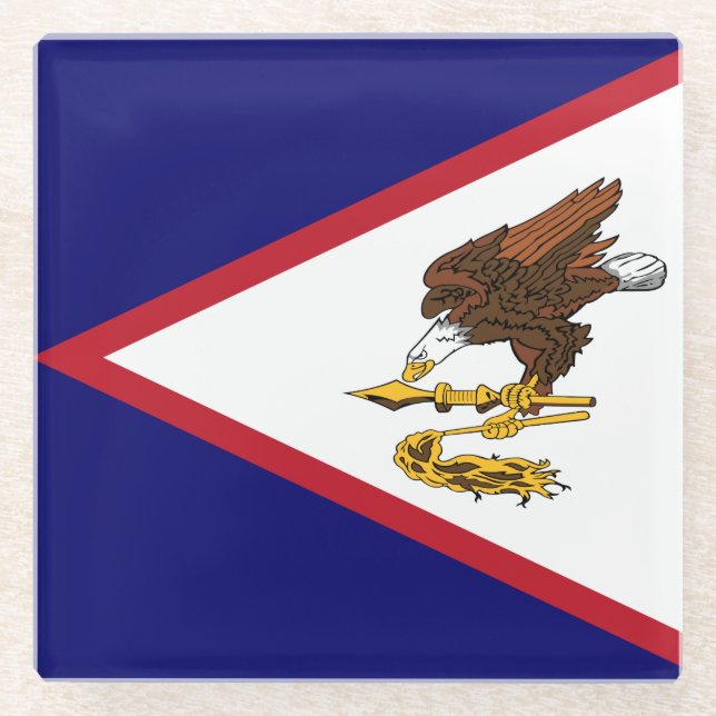 Posavasos De Vidrio Bandera Patriótica de Samoa Americana (Anverso)