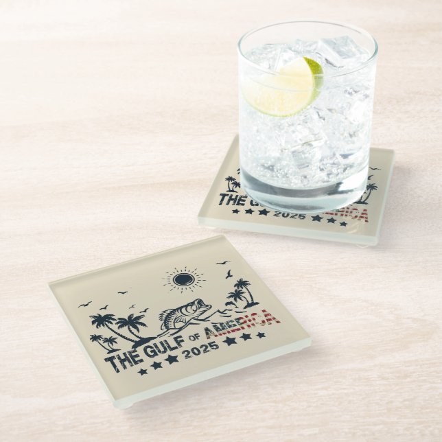 Posavasos De Vidrio Bandera patriótica estadounidense de pescadores de (Angular)