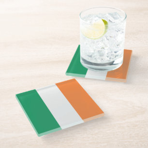 Posavasos De Vidrio Bandera tricolor irlandesa patriótica moderna