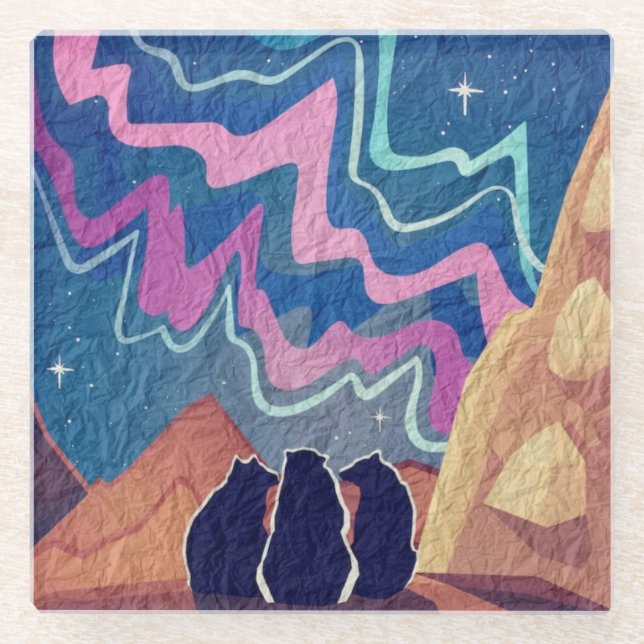 Posavasos De Vidrio Baños de luz del norte (Anverso)