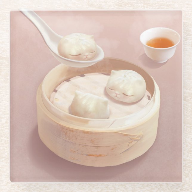 Posavasos De Vidrio Bao Baby - Tea Time Bao Buddies (Anverso)