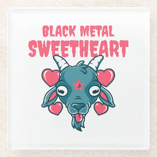 Posavasos De Vidrio Baphomet de Cabeza de Cabra Adorable (Anverso)