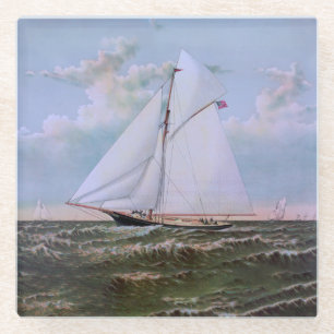 Posavasos De Vidrio Barco de vela antiguo Sloop Yate Barco de vela Océ