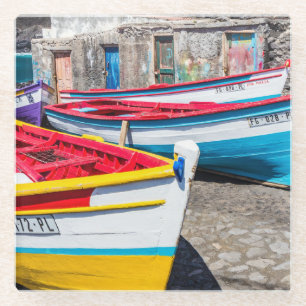 Posavasos De Vidrio Barcos de pesca de colores, Cabo Verde