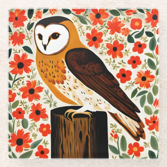 Posavasos De Vidrio Barn Owl (Anverso)