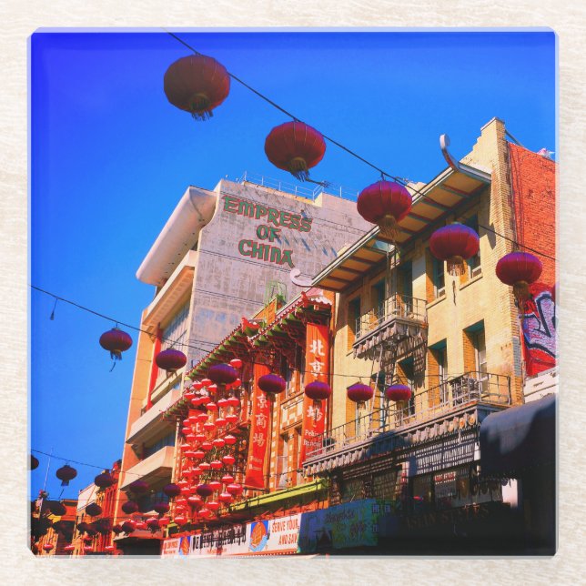 Posavasos De Vidrio Barrio chino de San Francisco #4 (Anverso)