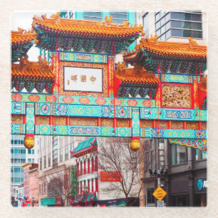 Posavasos De Vidrio Barrio chino. Washington, DC, Estados Unidos