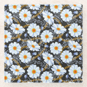 Posavasos De Vidrio Barroco dorado: Textura de la cadena floral