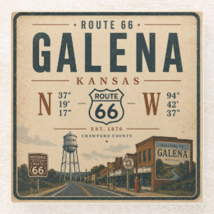 Posavasos De Vidrio Barware de la Ruta 66 Retro Galena