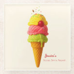 Posavasos De Vidrio Bash de cumpleaños de Jessica - Pascua de helado<br><div class="desc">Haga que su fiesta sea extra dulce con esta divertida montaña temática de helados, con una colorida triple primicia y un nombre de fiesta personalizado. Perfecto para cumpleaños, celebraciones de verano o cualquier reunión de amantes de los postres. Personaliza con un nombre, fecha o frase corta para que sea verdaderamente...</div>