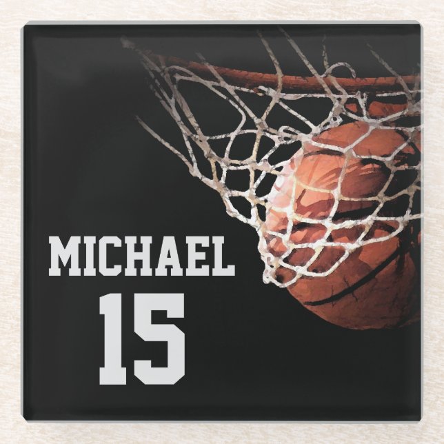 Posavasos De Vidrio Basketball Your Name (Anverso)