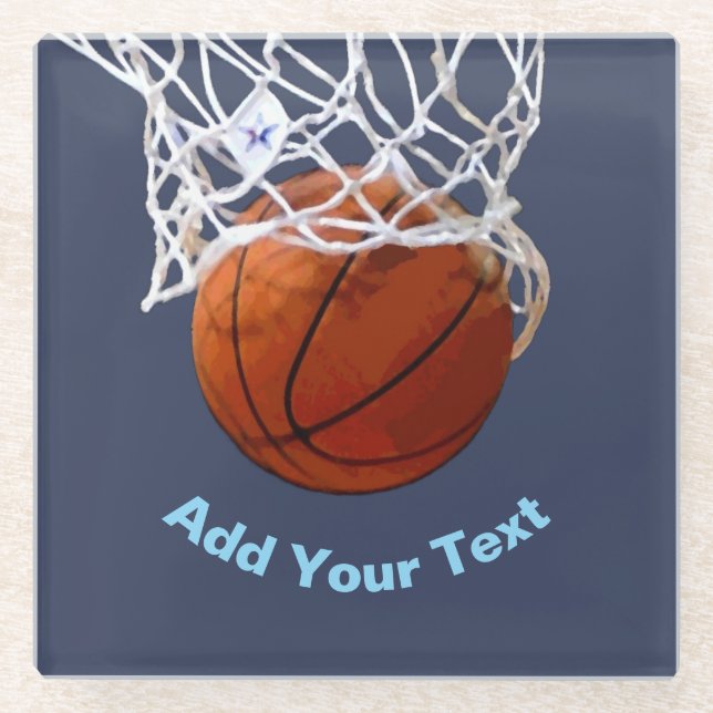 Posavasos De Vidrio Basketball Your Name Text Message Slogan Custom (Anverso)