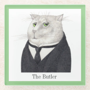 Posavasos De Vidrio BASTIDOR DE Beber de vidrio CAT PARA BUTLER + Text