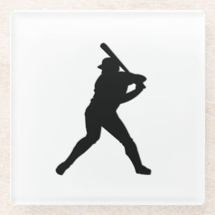 Posavasos De Vidrio Bateador de béisbol blanco deportes