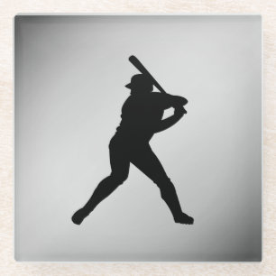 Posavasos De Vidrio Bateador de béisbol Deportes Plata