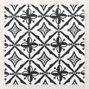 Posavasos De Vidrio Batik Indonesio Distintivo: Motivos Vintage.