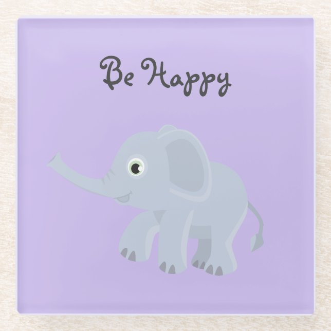Posavasos De Vidrio Be Happy Baby Elephant (Anverso)