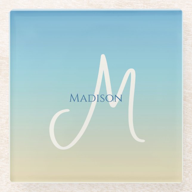 Posavasos De Vidrio Beach Gradient Monogram  (Anverso)