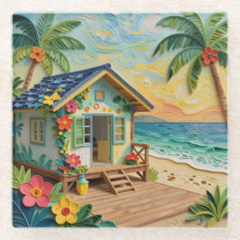 Posavasos De Vidrio Beach Home Oceanic Coastal Art
