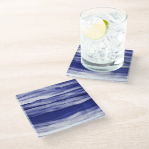 Posavasos De Vidrio Beach House Blue Stripes